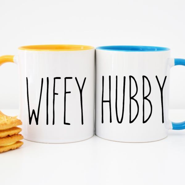 2 Rae Dunn Inspired HUBBY/WIFEY Vinyl Decals